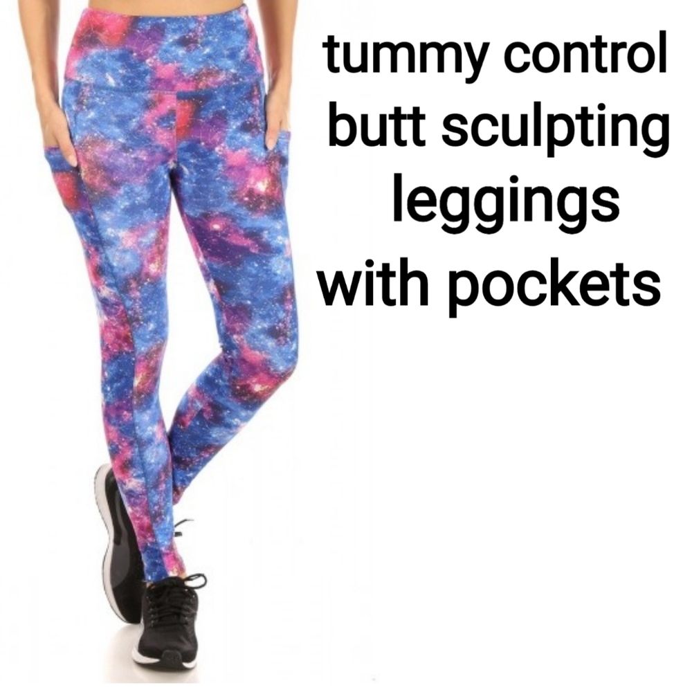 Womens Tummy Control Butt Sculpting Sport Leggings With Pockets
